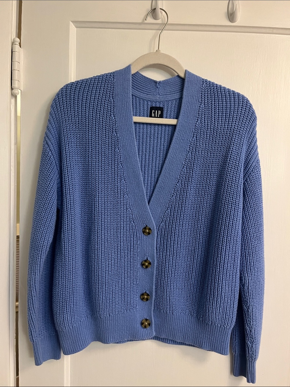 GAP Light Blue Chunky V-Neck Button Cardigan